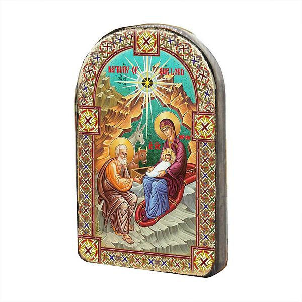 G.Debrekht Orthodox Nativity Wooden Gold Plated Religious Christian Sacred Icon Inspirational Icon Decor - 86052 G.DeBrekht