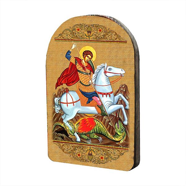 G.Debrekht Saint George Wooden Gold Plated Religious Orthodox Sacred Icon Inspirational Icon Decor - 86013 G.DeBrekht