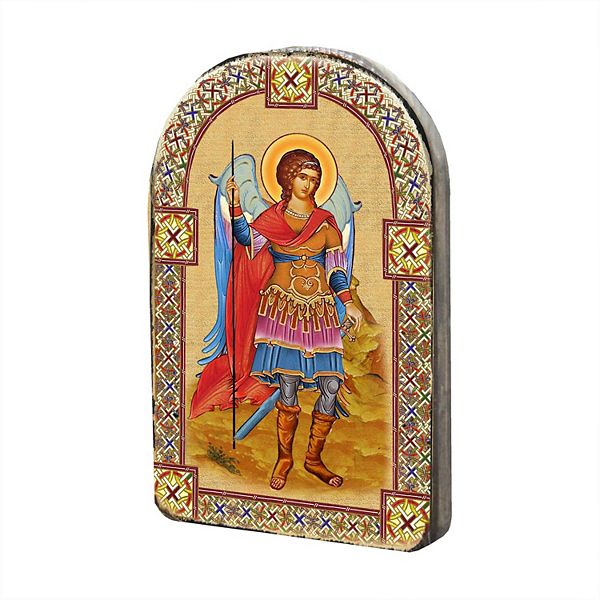 G.Debrekht Saint Michael Archangel Wooden Gold Plated Religious Christian Sacred Icon Inspirational Icon Decor - 86022 G.DeBrekht