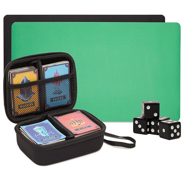 Okuna Outpost TCG Trading Card Carrying Case, 2 Dividers, 4 Slots, 2 Game Mats, 4 Dice (Black) Okuna Outpost