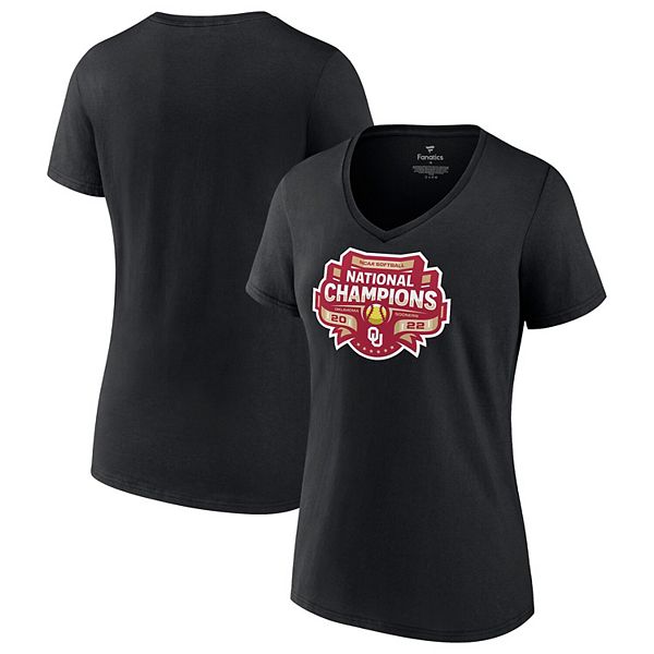 Женская Футболка Fanatics Oklahoma Sooners 2022 NCAA Softball Women's College World Series Champions Strike V-Neck Fanatics