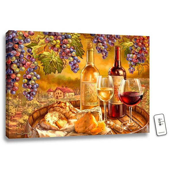 Yellow and Green Wine LED Backlit Rectangular Wall Art with Remote Control 18" x 24" Glow Decor