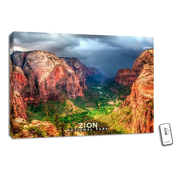 Blue and Yellow Zion National Parks Wall Art Decor 18" x 24" Glow Decor