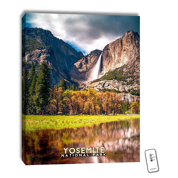 White and Green Yosemite National Parks Wall Art Decor 18" x 24" Glow Decor