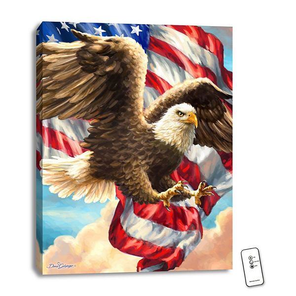 Brown and White Liberty Eagle Wall Art Decor 18" x 24" Glow Decor