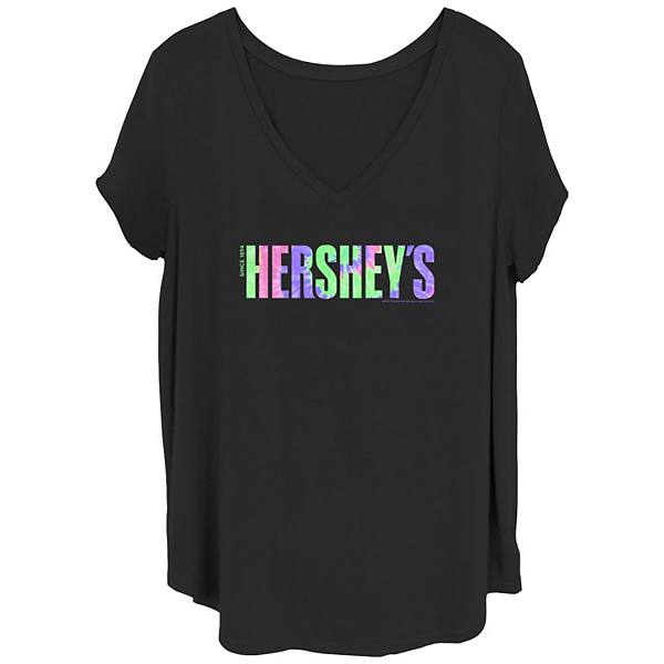 Juniors' Plus Size Hershey's Crazy Colorful Logo V-Neck Graphic Tee Hershey's