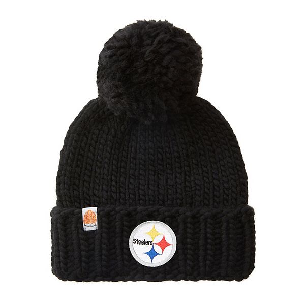 Женская вязаная черная шапка с логотипом Pittsburgh Steelers, теплая, 100% шерсть Unbranded