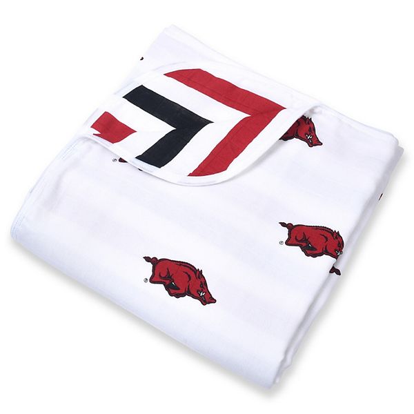 Детское одеяло Arkansas Razorbacks 120 см x 120 см, 4 слоя органического муслина Unbranded