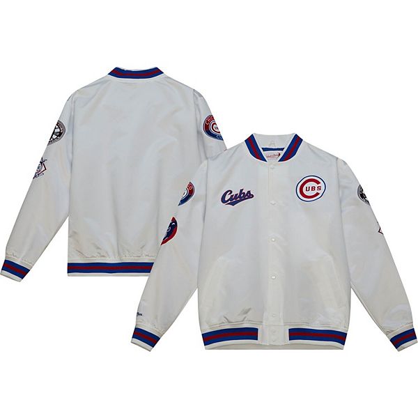 Мужская Повседневная куртка Mitchell & Ness White Chicago Cubs City Collection Satin Full-Snap Varsity Unbranded