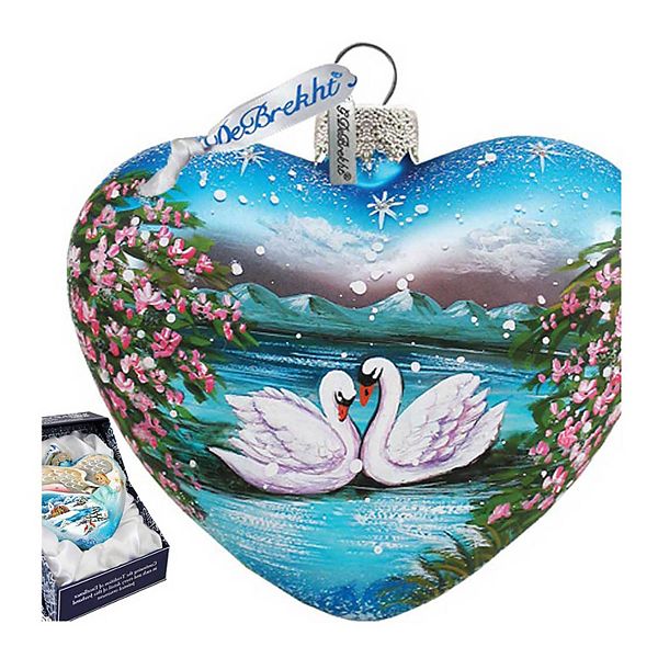 G.Debrekht Swan Heart Glass Ornament by G. DeBrekht Decor Christmas Decor - 73433 G.DeBrekht