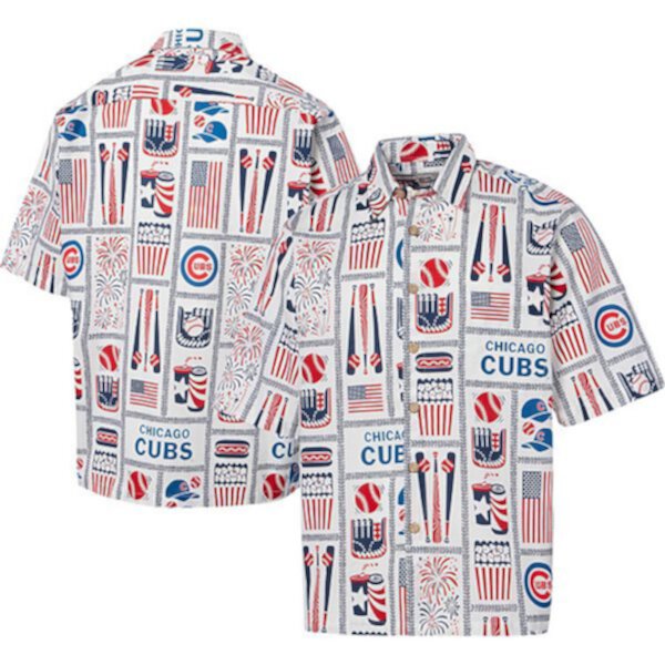 Мужская Футболка Reyn Spooner Белая Chicago Cubs Americana с Пуговицами Reyn Spooner