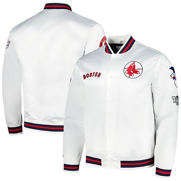 Мужская Повседневная куртка Mitchell & Ness Белая Boston Red Sox City Collection Satin Full-Snap Varsity Unbranded