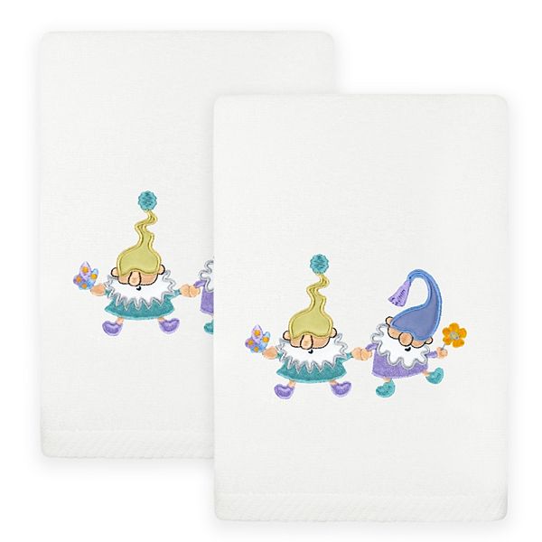 Linum Home Textiles Spring Gnomes Embroidered Turkish Cotton Set of 2 Hand Towels Linum Home