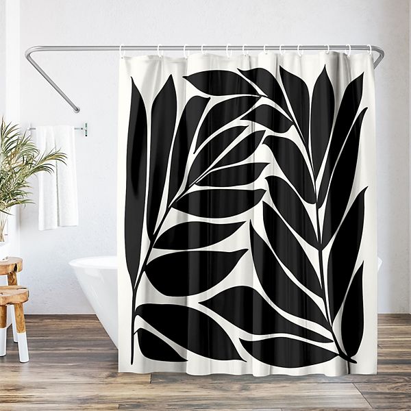 Americanflat Black Seagrass Shapes Shower Curtain Americanflat