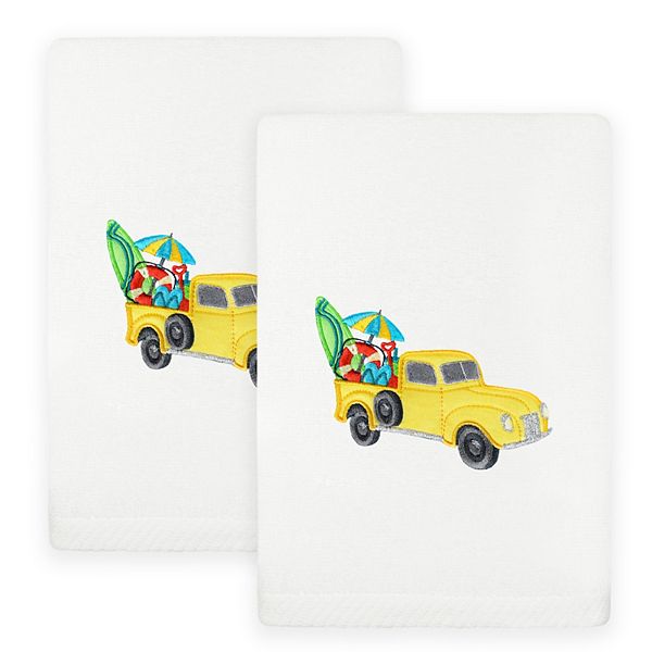 Linum Home Textiles Summer Truck Embroidered Turkish Cotton Set of 2 Hand Towels Linum Home