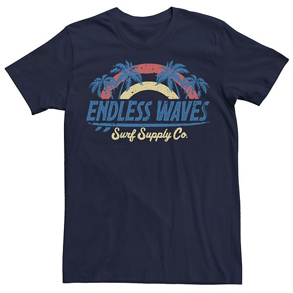 Мужская Футболка Generic Endless Waves Surf Supply Co. Palm Trees Generic