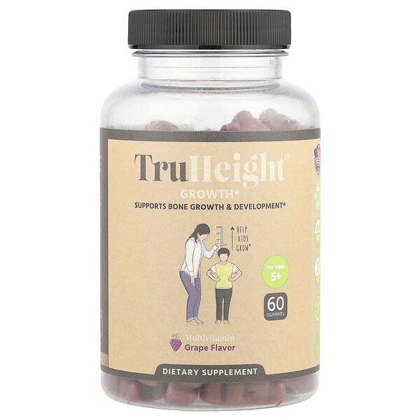 Growth Gummies, Multivitamin, For Ages 5+, Grape, 60 Gummies TruHeight