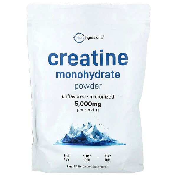 Creatine Monohydrate Powder, Unflavored, 2.2 lb (1 kg) Micro Ingredients