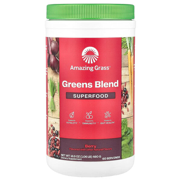 Greens Blend, Superfood, Berry, 16.9 oz (480 g) Amazing Grass