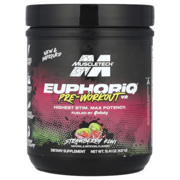 EuphoriQ® Pre-Workout V2, Strawberry Kiwi, 15.41 oz (437 g) Muscletech