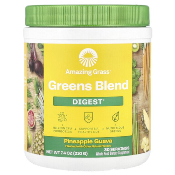 Greens Blend, Digest, Pineapple Guava, 7.4 oz (210 g) Amazing Grass