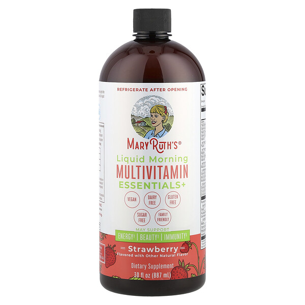 Liquid Morning Multivitamin Essentials+, Strawberry, 30 fl oz (887 ml) MaryRuth's