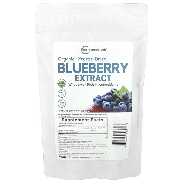 Organic Freeze-Dried Blueberry Extract, 10 oz (283 g) Micro Ingredients