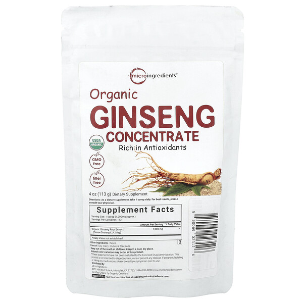 Organic Ginseng Concentrate, 4 oz (113 g) Micro Ingredients