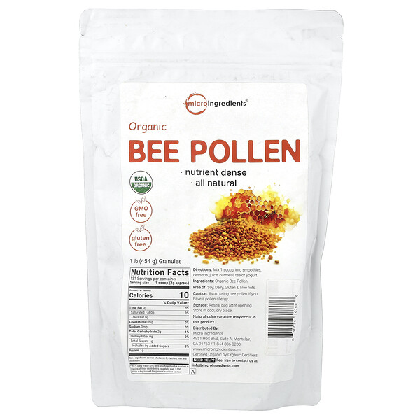 Organic Bee Pollen, 1 lb (454 g) Micro Ingredients