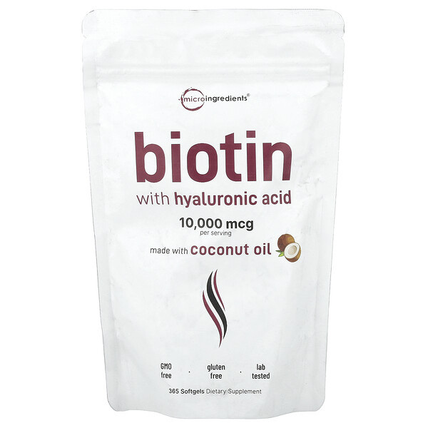 Biotin with Hyaluronic Acid, 365 Softgels Micro Ingredients