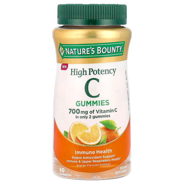 Vitamin C Gummies, High Potency, Orange, 700 mg, 60 Gummies (350 mg per Gummy) Nature's Bounty