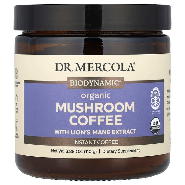 Organic Mushroom Coffee with Lion's Mane Extract, Instant , 3.88 oz (110 g) Dr. Mercola