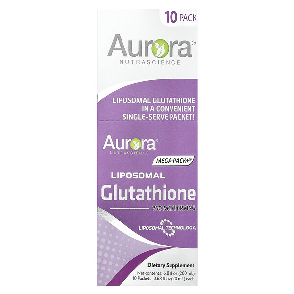 Mega-Pack+®, Liposomal Glutathione, 10 Packets, 0.68 fl oz (20 ml) Each Aurora Nutrascience