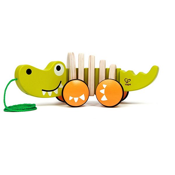 Hape Walk-A-Long Croc Green Wooden Toddler Pull Along Toy Hape