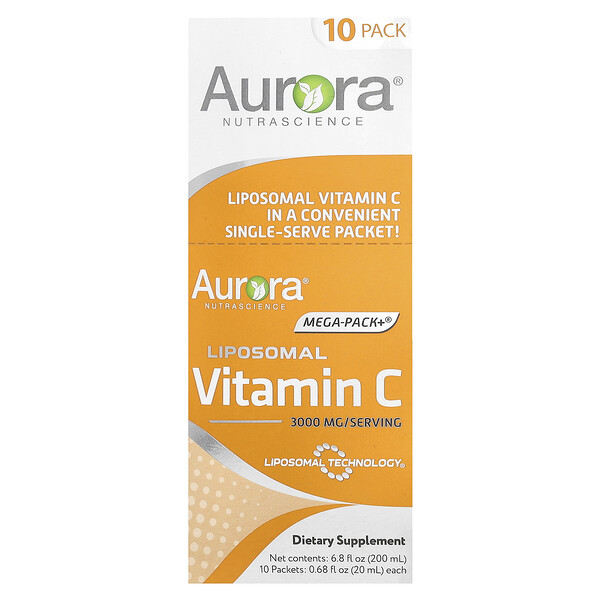 Mega-Pack+®, Liposomal Vitamin C, 3,000 mg, 10 Packets, 0.68 fl oz (20 ml) Each Aurora Nutrascience