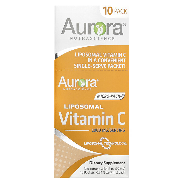 Micro-Pack+®, Liposomal Vitamin C, 1,000 mg, 10 Packets, 0.24 fl oz (7 ml) Each Aurora Nutrascience