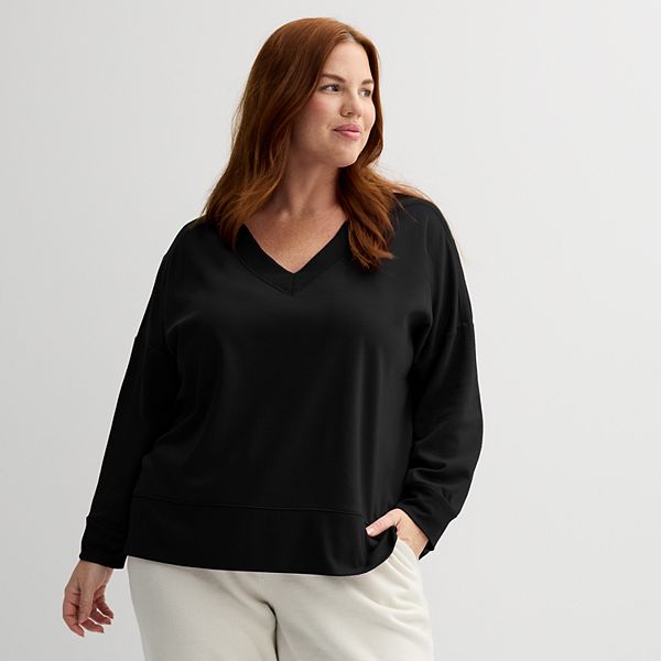 Plus Size Tek Gear® Stretch Fleece V-Neck Top Tek Gear