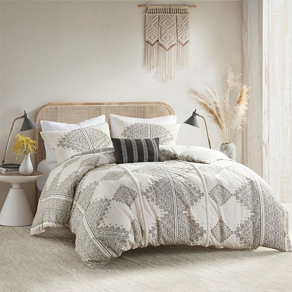 Madison Park Alba 4-Piece Printed Duvet Cover Set with Throw Pillow Madison Park