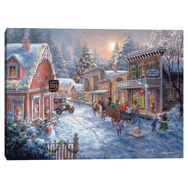 Wintertime Village Good Ol Days Stretched Canvas Wall Art Unbranded