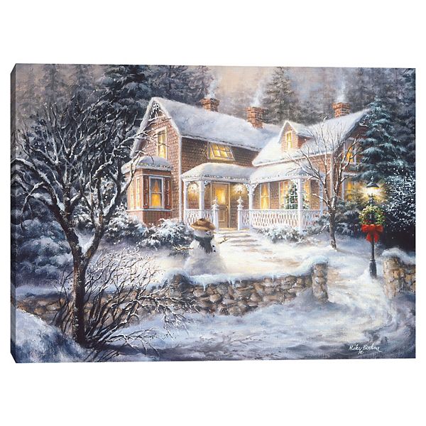 Winter Welcome at the Cabin Canvas Wall Art Unbranded