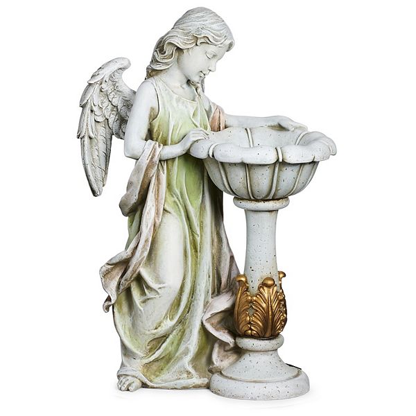 Roman 23-in. Solar Angel Birdbath Garden Statue Roman