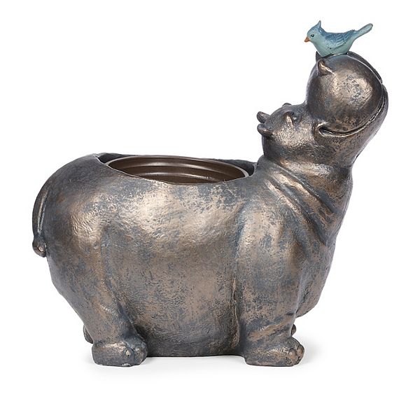 Roman 13-in. Hippo Bird Planter Roman