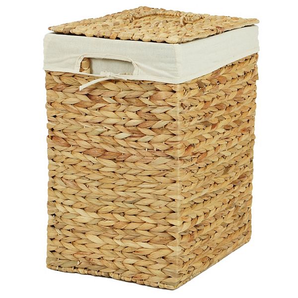 Handmade Rectangular Water Hyacinth Wicker Laundry Hamper With Lid Natural Wickerwise