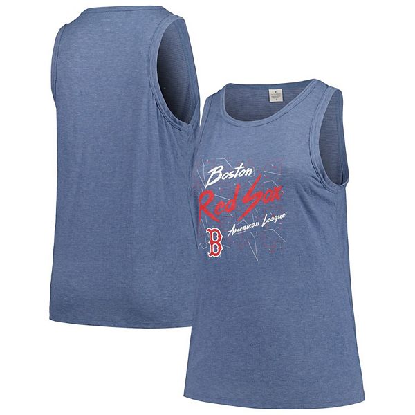 Женская Футболка Soft as a Grape Темно-синяя Boston Red Sox Плюс Размер Curvy High Neck Tri-Blend Soft As A Grape