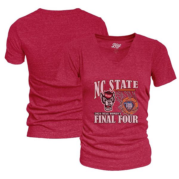 Женская Футболка Blue 84 Красная NC State Wolfpack 2024 NCAA Women's Basketball Tournament March Madness Final Four Tri-Blend V-Neck Blue 84