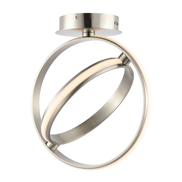 Nicole 14.25" 2-light Modern Minimalist Aluminum Ring Integrated Led Semi Flush Mount, Nickel Jonathan Y Designs