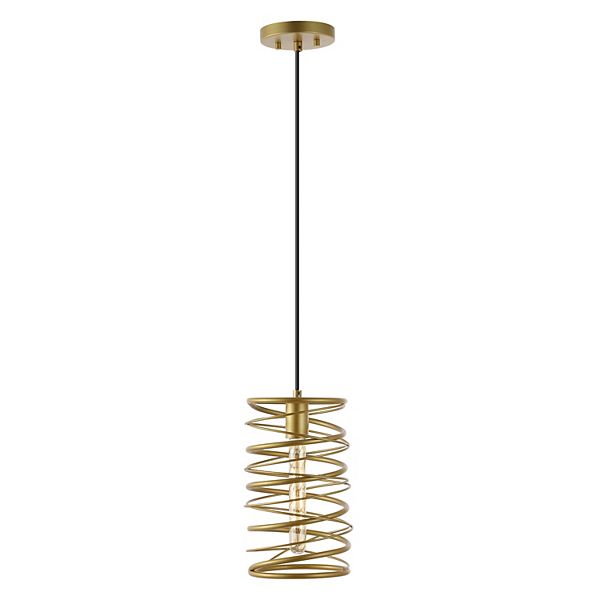 Helisa 7.25" 1-light Modern Contemporary Iron Spiral Led Pendant, Gold Painting Jonathan Y Designs