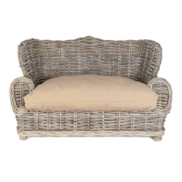 Classic 27.5" X 18" Mediterranean Handwoven Rattan Dog Daybed With Machine-washable Cushion The Licker Store