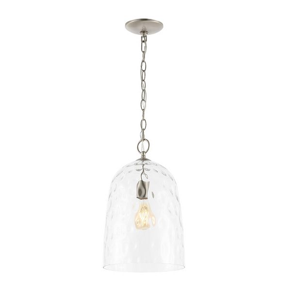 Matilda 10" 1-light Industrial Designer Iron/dimple Glass Dome Led Pendant, Nickel/clear Jonathan Y Designs