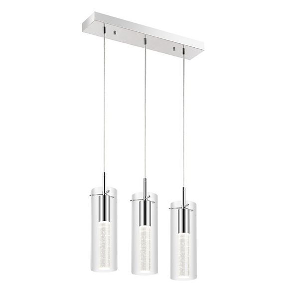 Mium 21.63" 3-light Modern Style Iron/crystal/glass Integrated Led Linear Pendant, Chrome Jonathan Y Designs